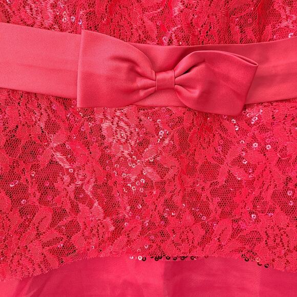 Pink Satin & Chiffon Bodycon Fishtail Bridal Guest Maxi Dress with Sequence - Picture 12 of 15